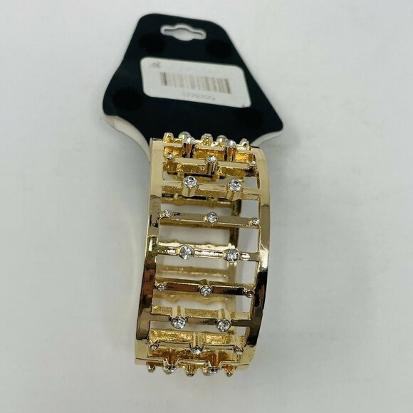 G by Gennaro Womens Hingle Cuff Bracelet with Rhinestones Mixed Metals Gold FLAW - Picture 5 of 7